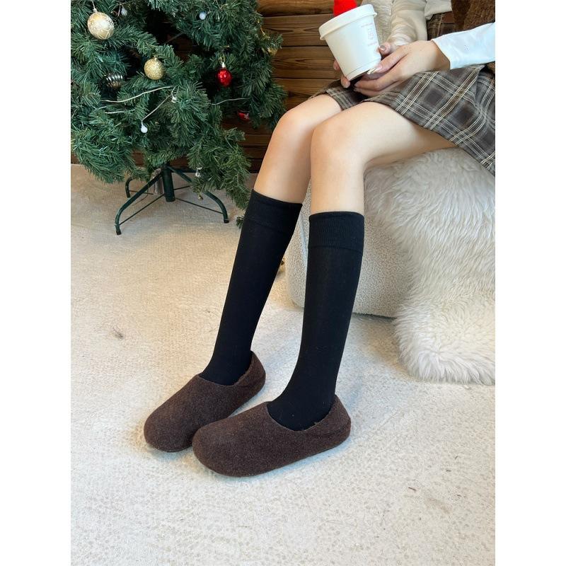 Year round head flat-soled Birkenstocks shoes woolen plush warm cotton shoes lazy thick-soled fluffy shoes