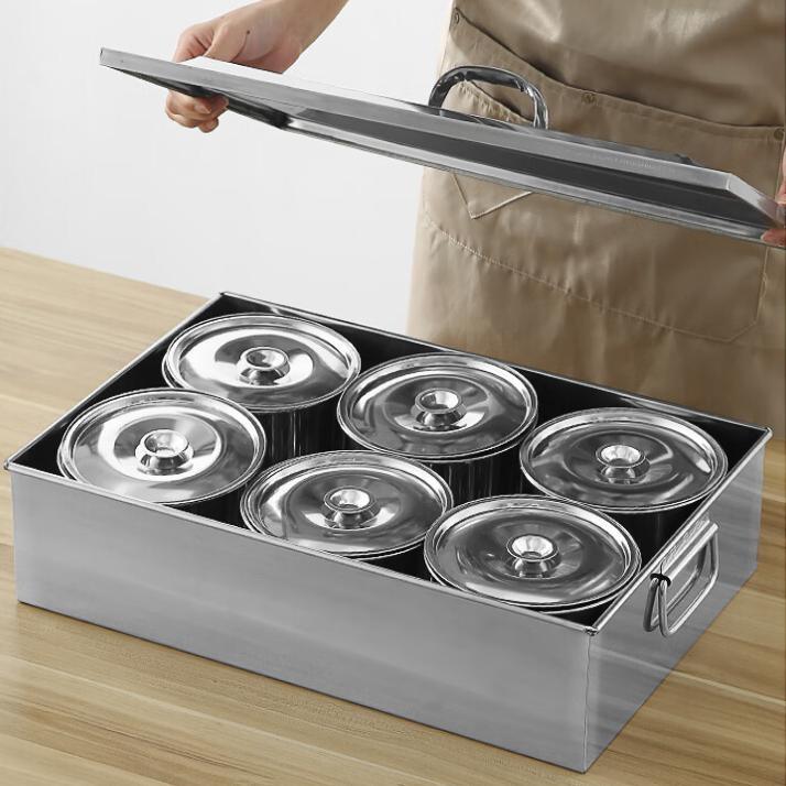 Sa Jiao Коммерческий набор контейнеров для специй из нержавеющей стали 304 с 6 отделениями