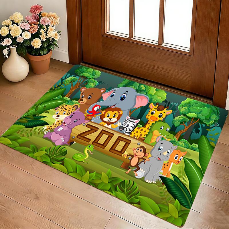Zoo Animals Living Room Nonslip Area Rug Soft Carpet For Bedroom Game Playroom Sofa Office Home Decor Doormat Christmas Gift C9302075