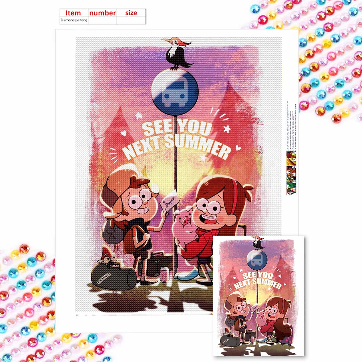 

DIY Diamond Painting The Child and The Little Pig Cross Stitch Kit Mosaic Art Diamond Painting Full Circle Diamond Home Decoration Round 20x30cm