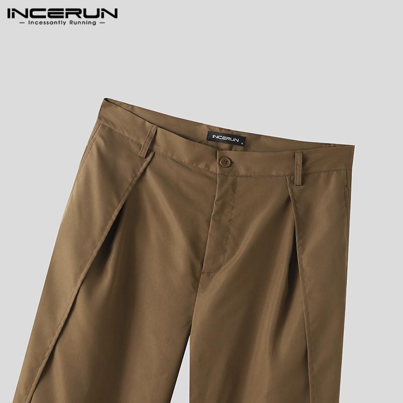 INCERUN Herrenhose mit hohem Bund und weitem Bein