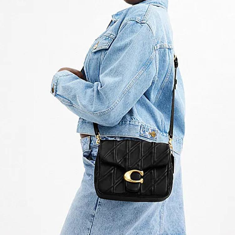 Coach Tabby 20 Metallic Logo Leather Crossbody Bag Small Women Bags Black CW629-B4BK