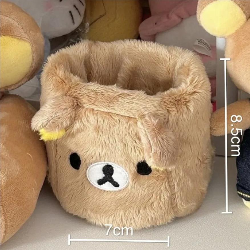 Rilakkuma Plushes Pencil Holder Cosmetics Pen Container Kawaii Desk Accessories Office Organizer Kid Stationery Storage Box Gift