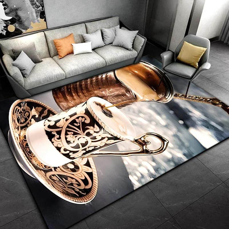 Coffee Drink Printed Carpet Modern Fashion Mat Non-slip Area Rug Home Living Room Yoga Mats Bedroom Kitchen Dorm Soft Floor Mat