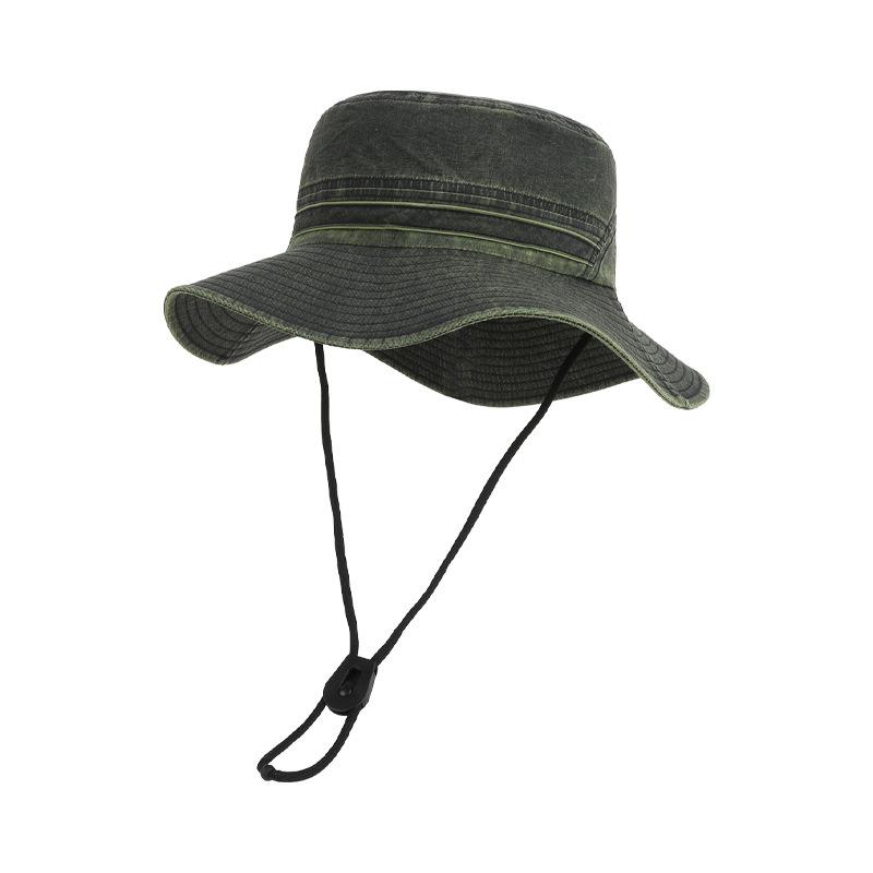 Spring and Summer Outdoor Mountaineering Fishing Visor Big Brim Breathable Bucket Hat British Retro Denim Sunscreen Hat