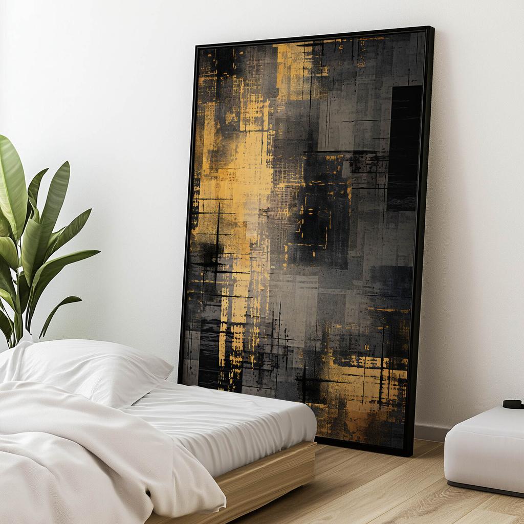 Industrial Minimalism: Shades of Silver and Gold Industrial Minimalism: Shades of Silver and Gold, 50X70 Cm, Gold Aluminum Frame, Matte Paper 230