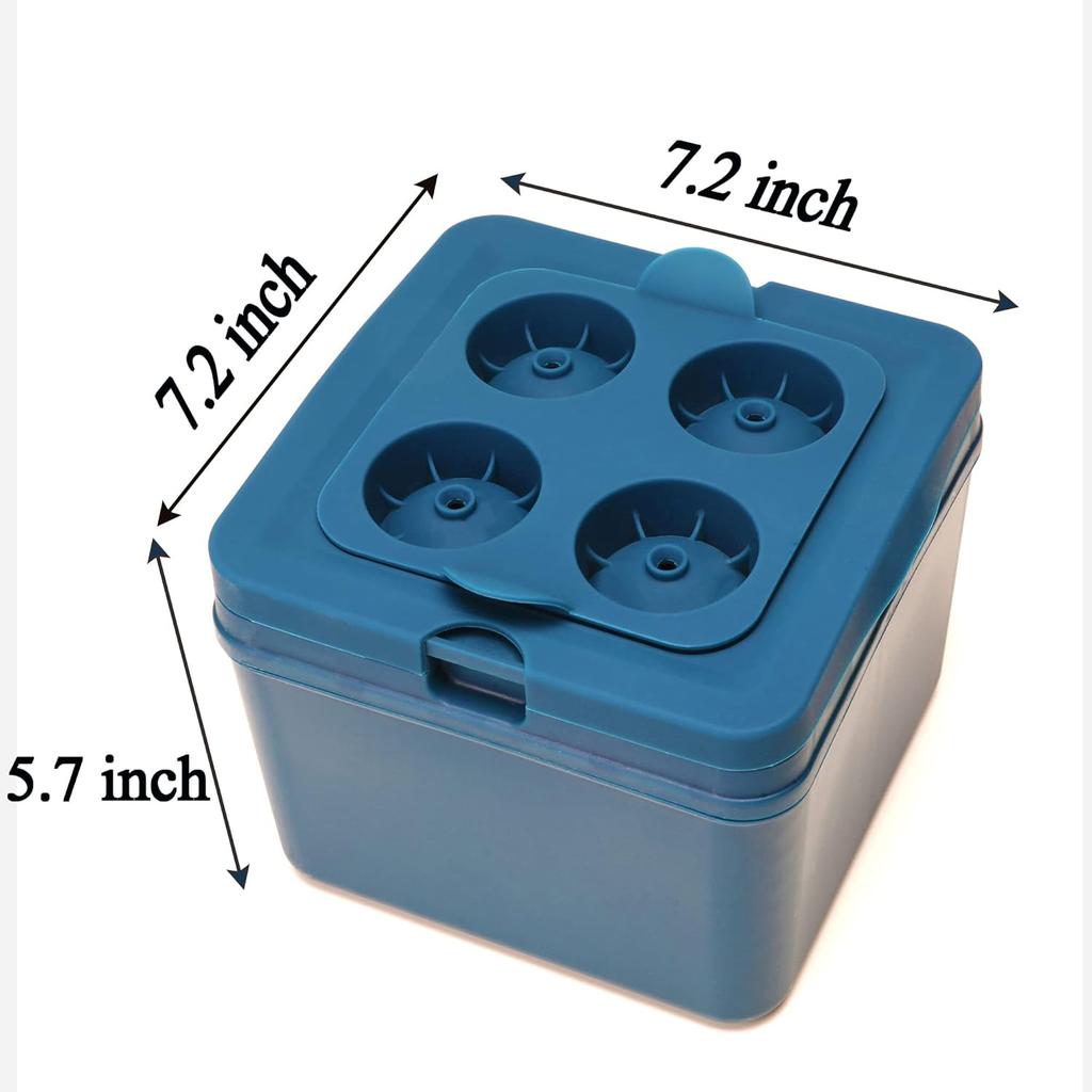 Clear Ice Ball Maker Tray - 2 Inch Ice Cube Maker Mold,4 Cavity Large Clear Ice Ball Silicone Tray, Crystal Clear Ice Sphere Maker Mold for Whiskey