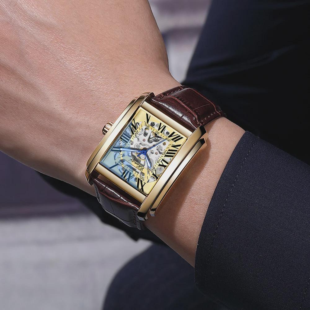 Chenxi Relógio Automático de Ouro de Luxo Masculino Business À Prova d'Água Esqueleto Tourbillon Mecânico de Pulso