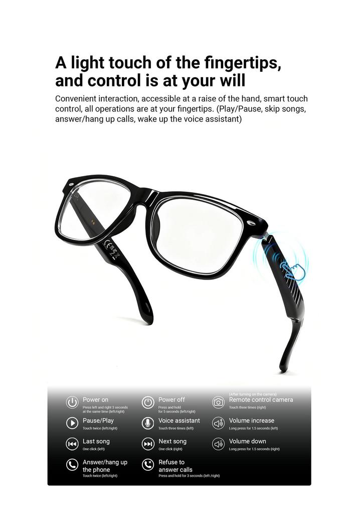 F60 Smart Bluetooth Glasses: AI Translation & Anti-Blue Light, Supports 100+ Languages