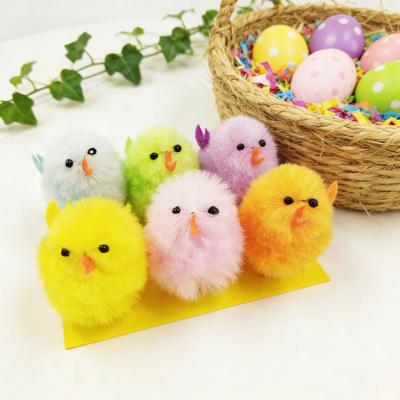 Mini Plush Easter Chickens Furry Fake Pom Chicks Miniature Farm Animals Figurine for Party Favors DIY Crafts Table Decoration