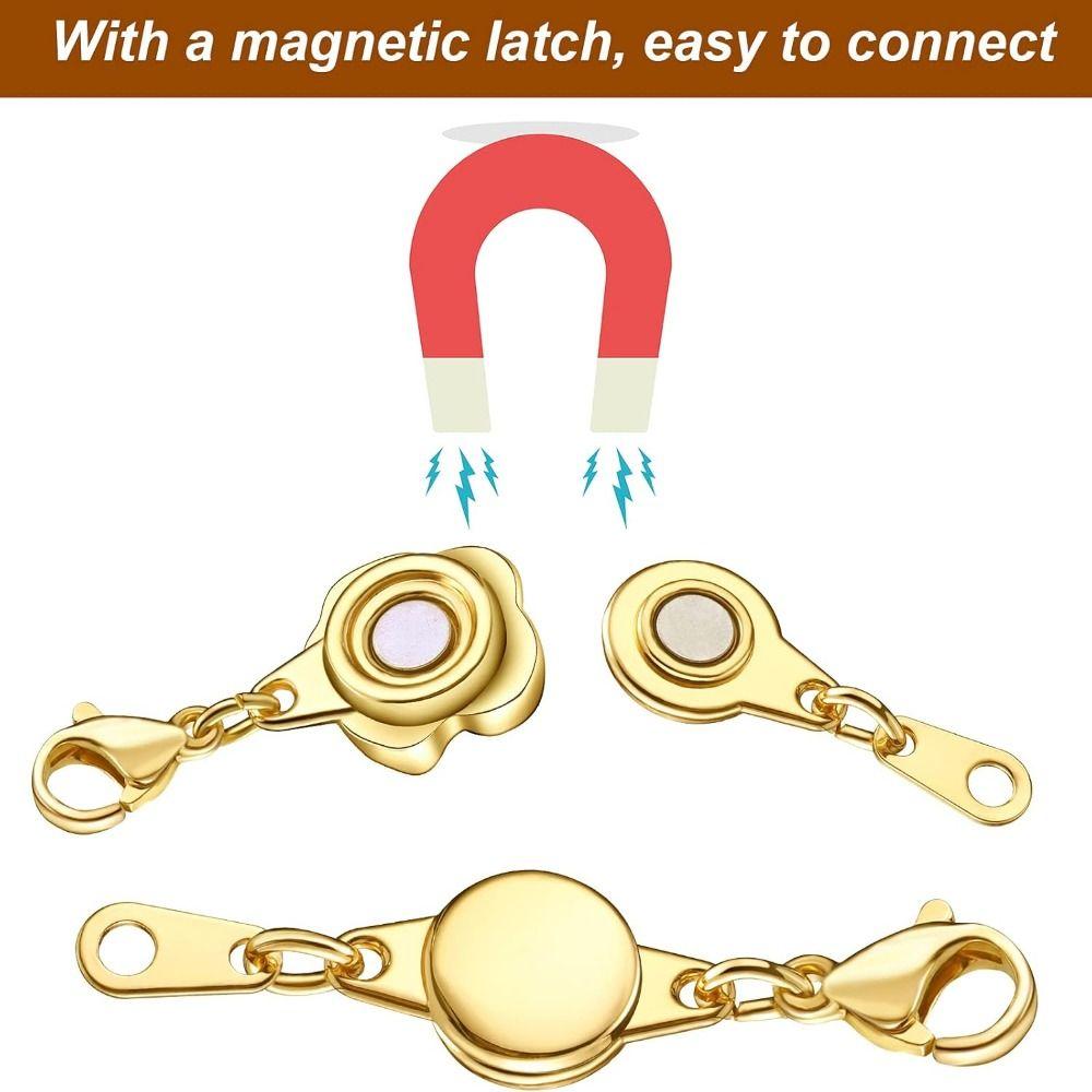 12Pcs Double Head Lobster Magnetic Bracelet Extender Gold/Silver Lobster Clasps  Women