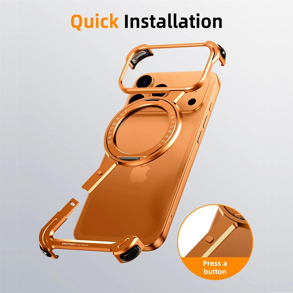 Luxury Z-Shape Metal Frame For Magsafe Phone Case For iPhone 17 Air 16 15 Pro Max Aluminum Frameless 360°Magnetic Holder Shockproof Cover