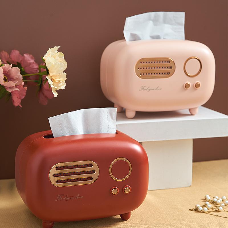 Caja de pañuelos modelo Retro de Radio, soporte de papel de escritorio, dispensador Vintage, caja de almacenamiento para servilletas, organizador, adorno, decoración de toallitas húmedas