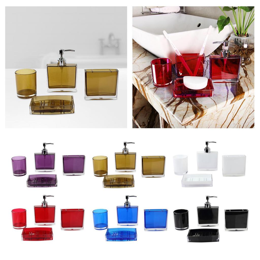 4 Pieces Soap Dispenser Portable Toothbrush Holder Bathroom Accessories Set Bathroom Organizer for Vanity Hotel Bathroom Decor