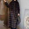 Elegant Winter Thick Faux Mink Fur Long Coat Stand Collar Warm Stylish Women Outerwear Jacket