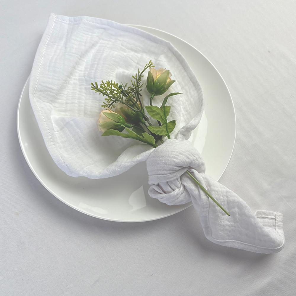 10PCS Cloth Napkins Boho Gauze Washable Cotton 16X16Inches for Wedding Baby Shower Bridal Shower Dinner Tea Party Easter Decorat