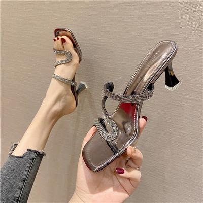 Damen High Heels Pantoletten 2025Neu Strass Design Pantoletten Sommer Zehenfrei High Heels Pantoletten für Damen Bankett Kleiderschuhe