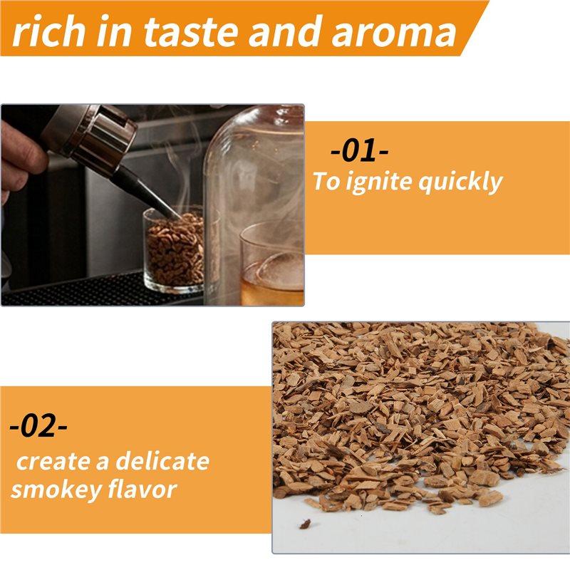 M-Modern-Smoking Wood Chips Food Smoker Smoked Cocktail Smoked Barbecue Fruit Tree Chips Sawdust Smoked Wood Block Easy Install