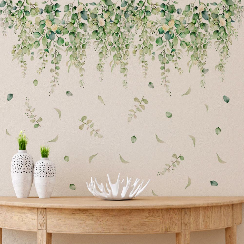 Green Plants Vines Wall Stickers Living Room Sofa Background Decoration Decals Bedroom Beautify Home Decor Self-adhesive Mural
