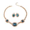 Gold Zinc Alloy with White Rhinestones Blue Crystal Necklace Earrings Set Women's Jewelry