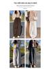 Women's Fleece-Lined Off-White Glutinous Rice Wide-Leg Pants, High-Waisted, Loose-Fit, Slimming, Petite, Autumn/Winter.