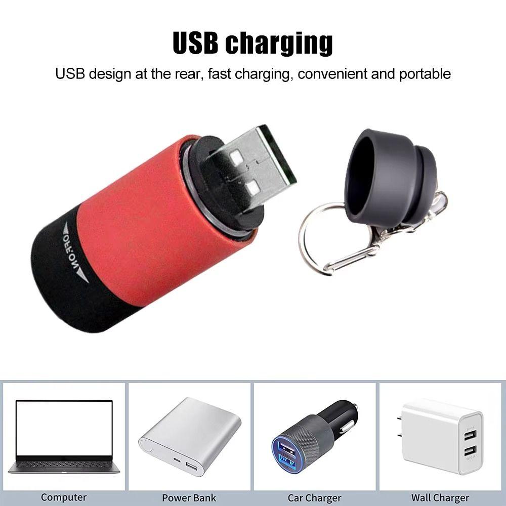 Long Battery Life Outdoor Flashlight Keychain USB Rechargeable Pocket Emergency Lamp  Work