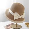 Elegant Bucket Hat Women's Straw Bow Beach Hat Crimped Temperament Straw Hat Summer Sun Hat Top Hat