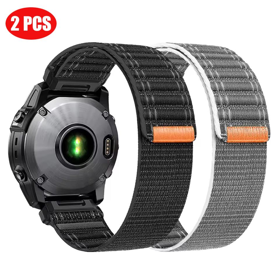 2pcs 26/22mm Nylon Loop Strap for Garmin Descent Mk3i Watch Band Forerunner 970 965/Fenix 8 E 7X 6X/Enduro 3 Quickfit Wristband