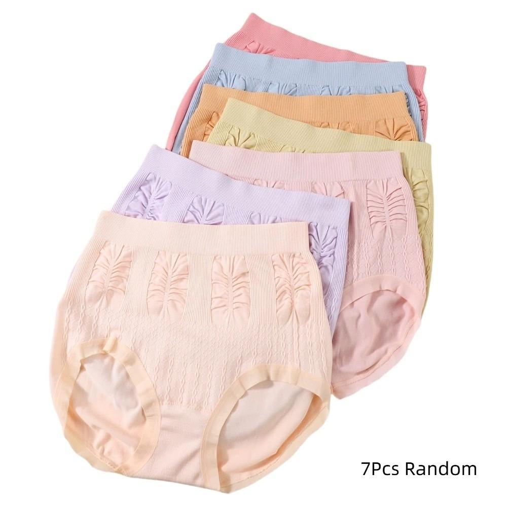 

7 шт. Трусики с высокой талией и оборками, нижнее белье с бантиком, женский комплект трусиков для ежедневных занятий спортом 7Pcs Random
