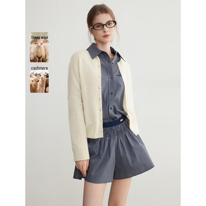 ELLE Women s Cashmere Wool Knit Cardigan L