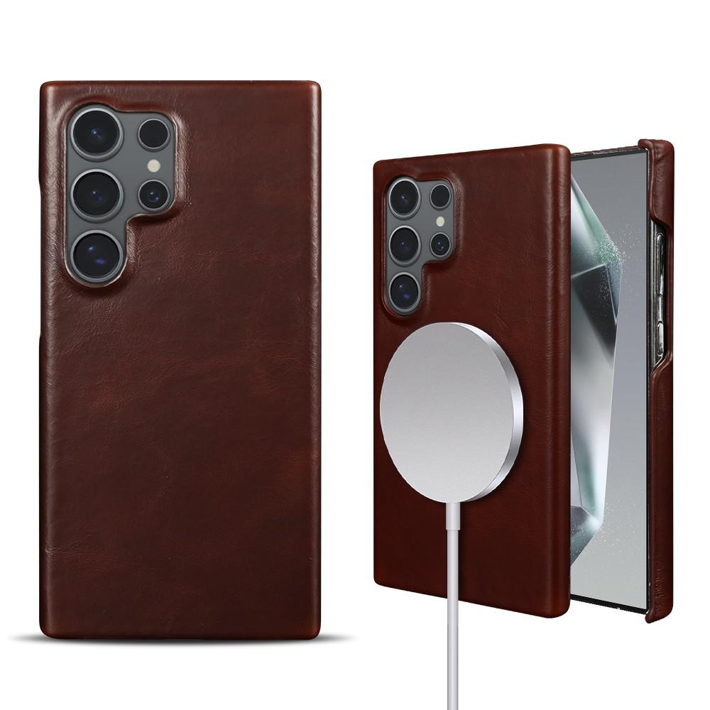 For Samsung S26 Ultra Case Magnetic Magsafe Oil Wax Genuine Leather Phone Cases For Galaxy S25 S24 S23 S22 Cover Wireless Charge