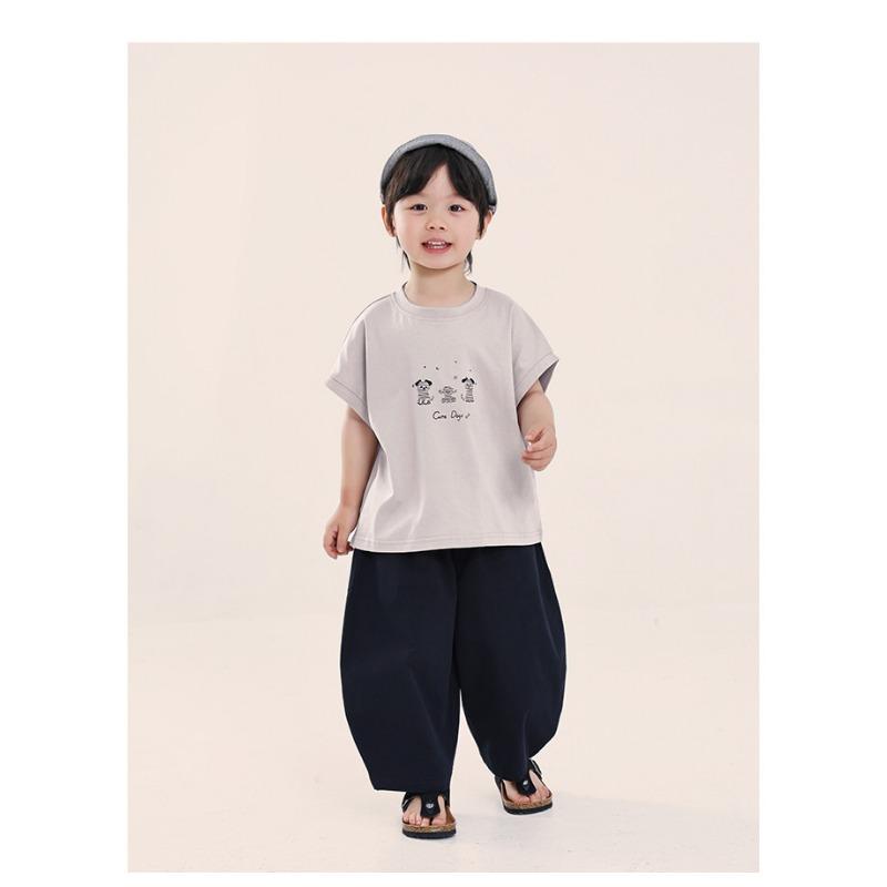 Boys Young Kids Loose Solid Casual Summer Cropped Pants