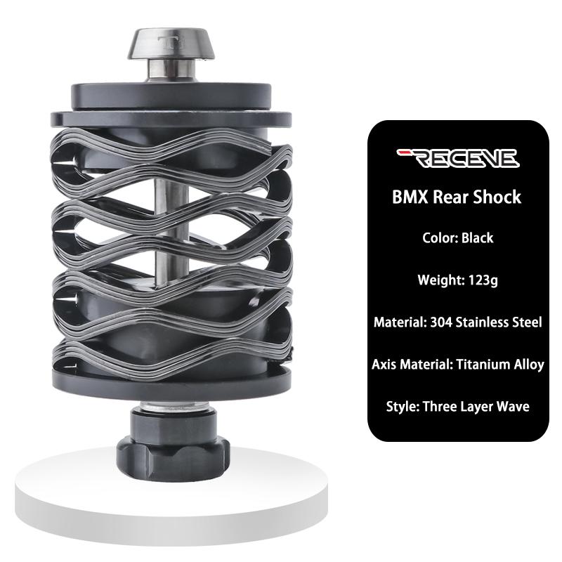 RECEVE Folding Bike Rear Shock Absorber Bicycle Suspension BMX Rear Bumper Titanium Alloy Shock Absorbers For Brompton RE BMX Shock Black
