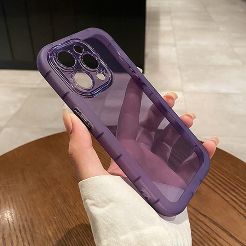 Dark Purple Silicone Phone Case for iPhone 8/7 Plus/11/12/14 - Transparent and Protective