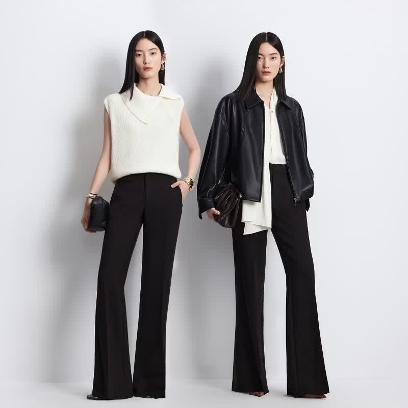 VEROMODA Women's Draped Micro-Flared Casual Trousers