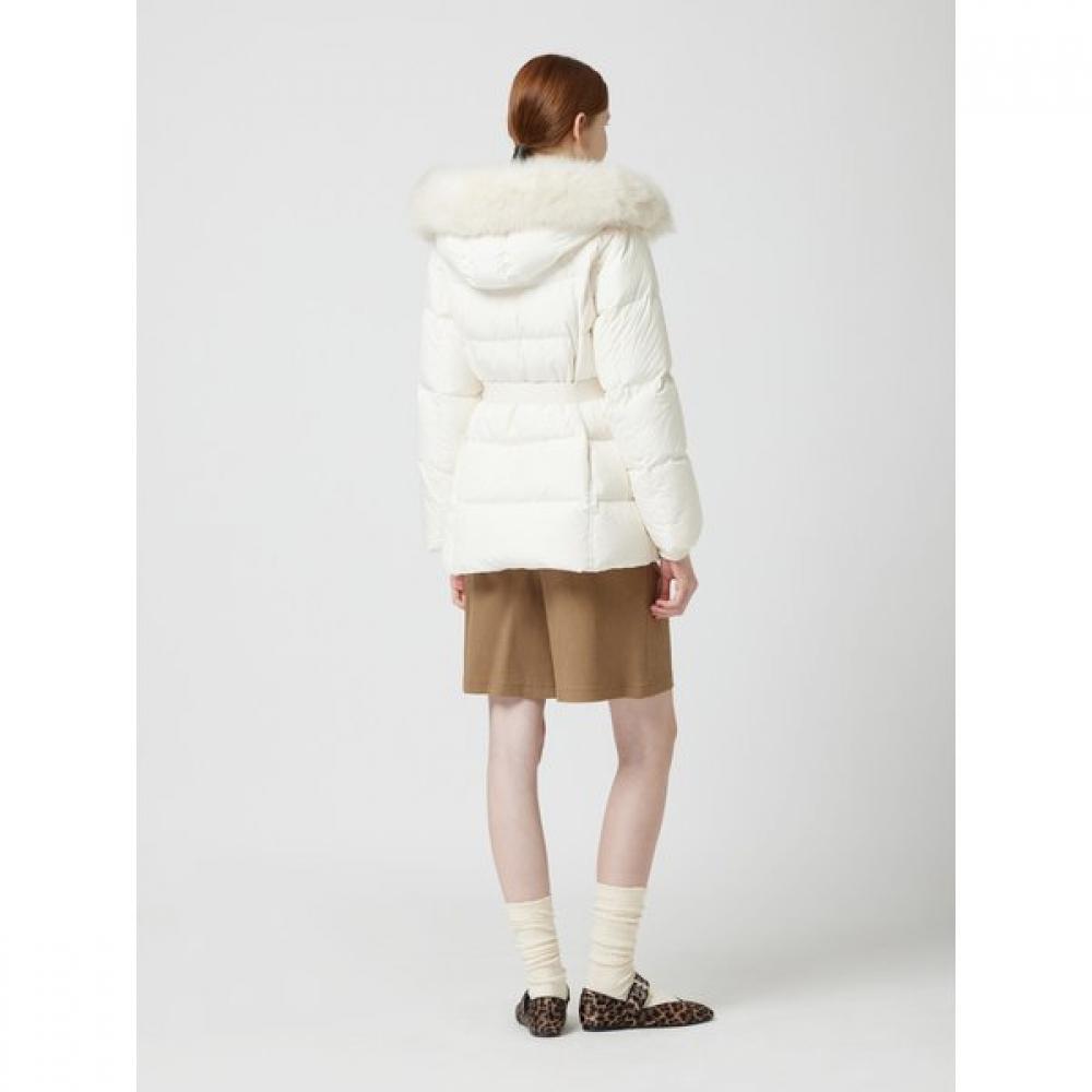 CC collect. Women S Fox Fur Belted Half Lightweight Down Cr c254pSg186