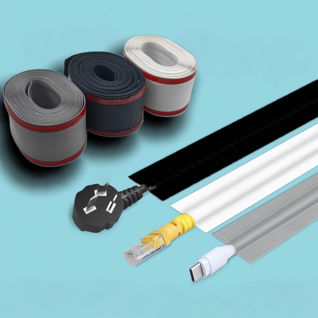 1PC 1m/39.37in High Quality Soft Cord Cover Durable Flexible Wire Cover PVC Cable Management Floor Cable Cover Indoor