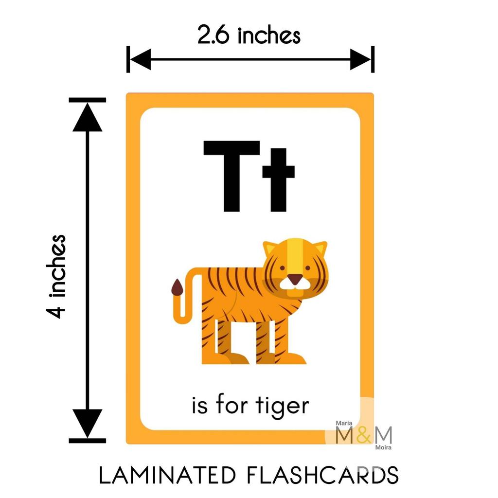 26 PCS - ABC Alphabet Laminated Flashcards, Educational Flashcards for Kids, Toddlers, Preschoolers, Teaching Tools Flash Cards