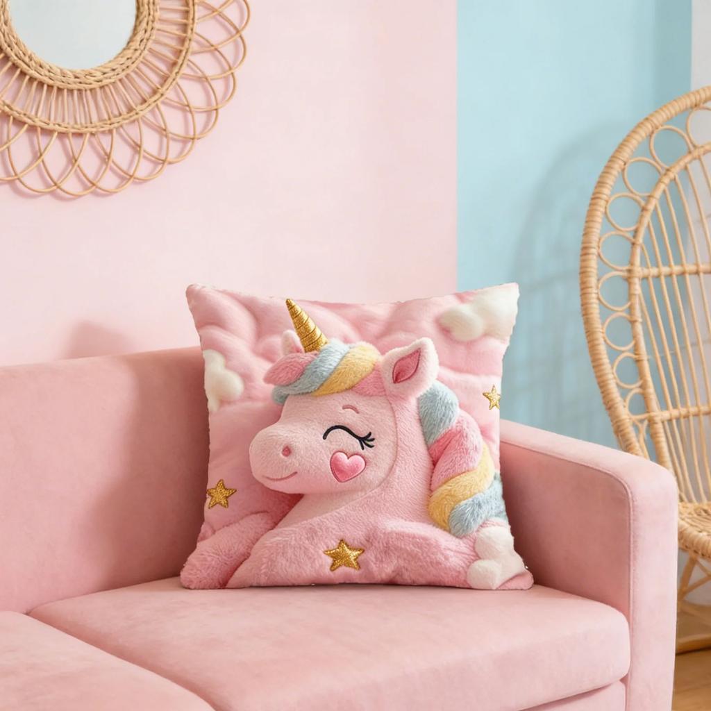 1 Stück Süße Einhorn Rosa Kissenbezug Beidseitig Waschmaschinenfest Kissenhülle Für Wohnzimmer Sofa Schlafzimmer Dekor