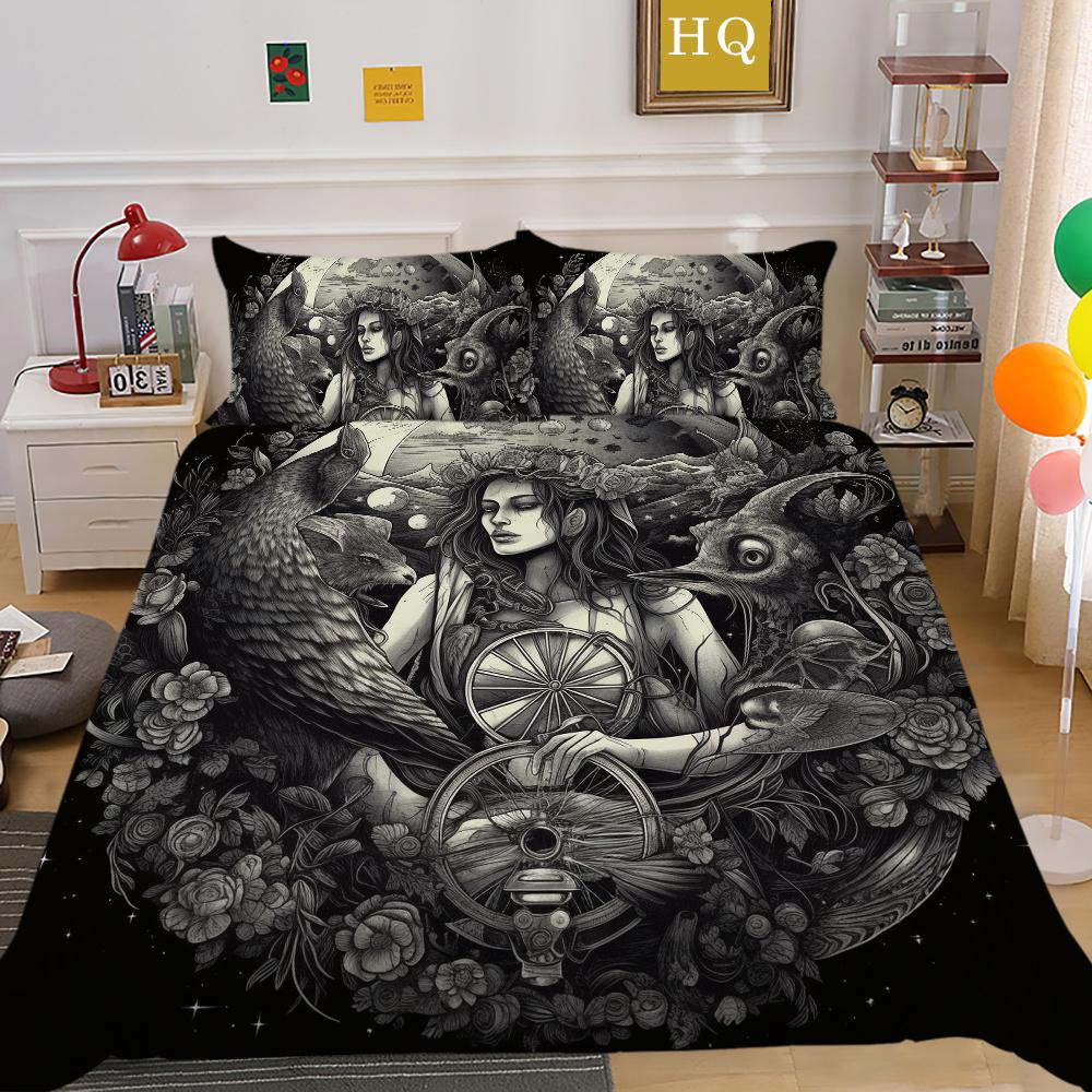 Beauty Skull Printed Bedspreads King Size Microfiber Bed Set Man Design High Quality Comforter Cover Set