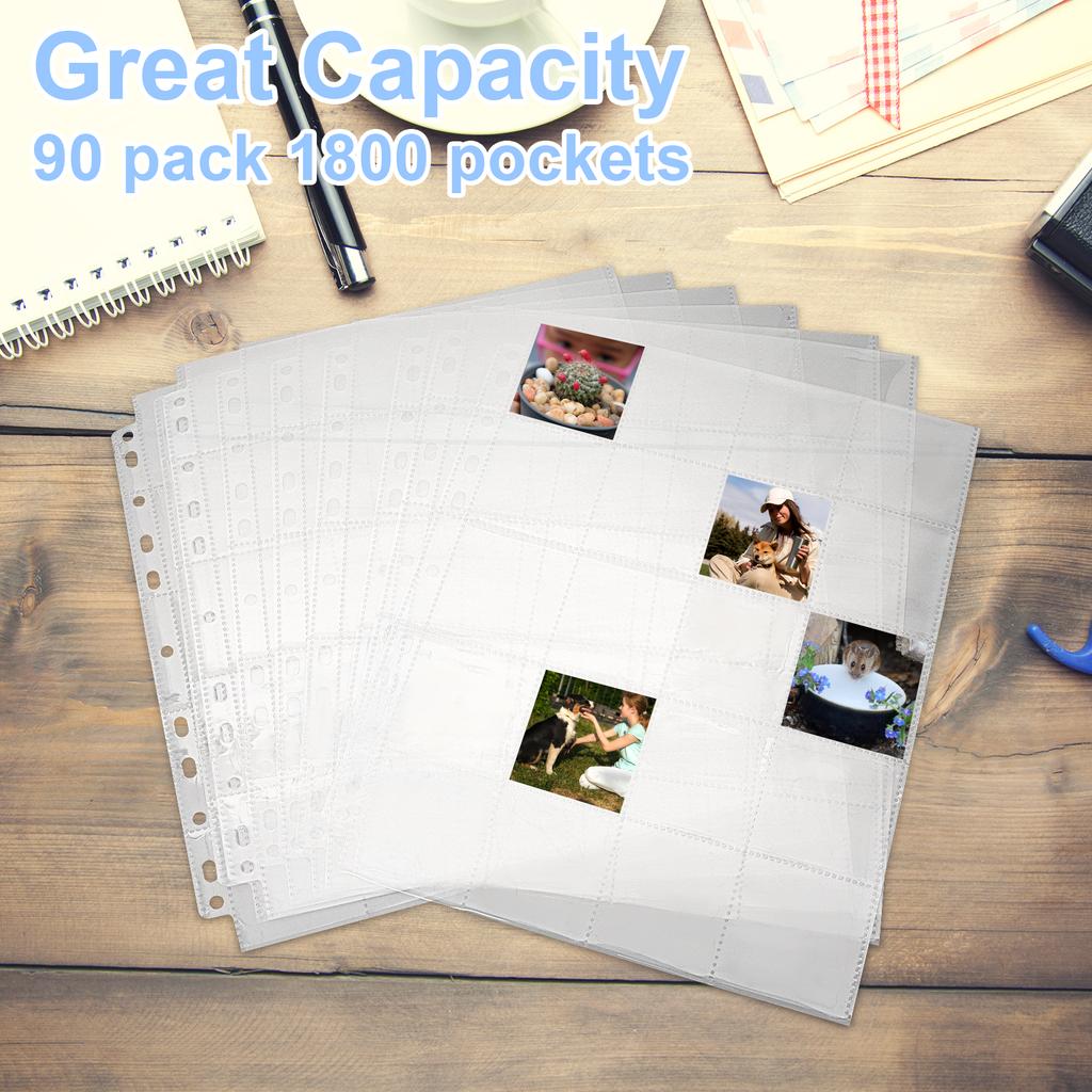 90 Pack Protective Photo Slide Pages, Top Loading, Holds 20 35Mm Slides And 1000 2 X 2 Inch Photos, Clear Archival Slide Storage