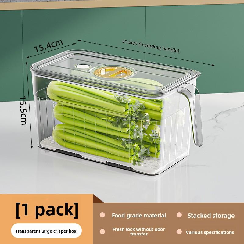 Refrigerator Sealing Belt Cover Plate with Handle Food Grade Stackable Fruit and Vegetable Preservation Box
