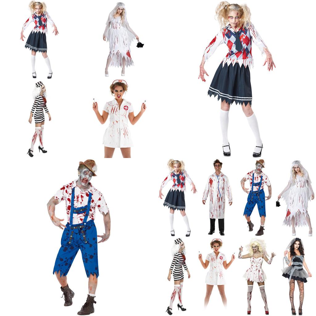 Straszny Kostium Cosplay Wampirzej Panny Młodej Dla Unisex na Halloween, Występy Sceniczne W Uniwersalnych Rozmiarach