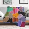 Colorful Patchwork Cats Throw Blanket Stylish Decor Blanket Gift for Friends Roommate