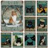 Funny Coffee Sign Retro Cat Posters Metal Tin Sign Vintage Kitchen Signs Coffee Bar Sign Cat Wall Art Poster Cats Home Decor