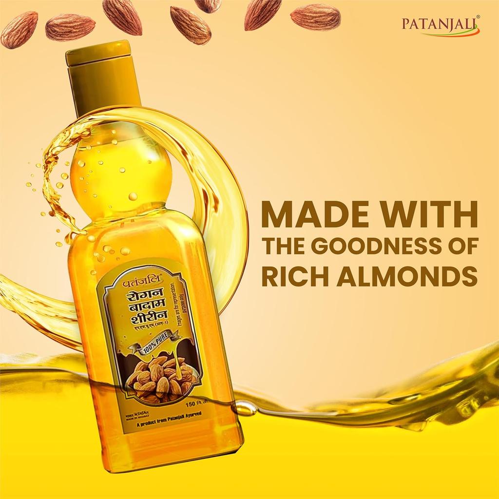 Patanjali Rogan Badam Oil 150ml Pack of 1 – Pure Almond Oil for Hair and Skin Care Nourishment