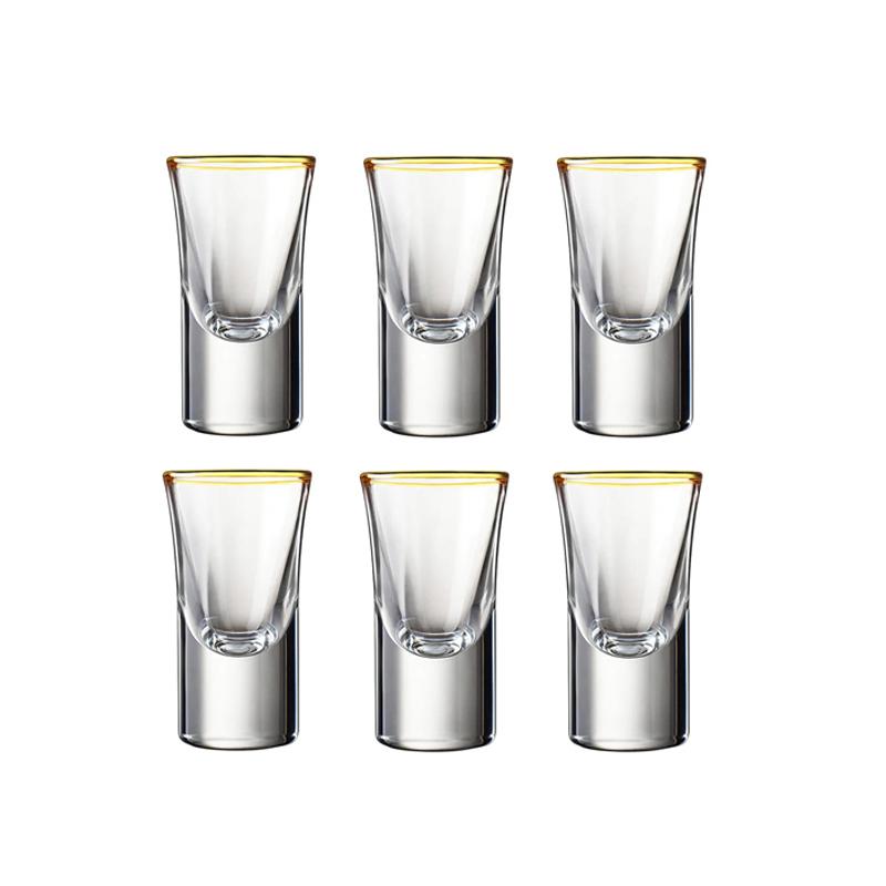 

Набор 25 мл 6 шт./12 шт. Бокал для вина с толстым дном и золотым ободком, художественный дизайн, легкая роскошь, рюмки для водки/спиртных напитков, стакан-пуля, бокал для ликера 25ml