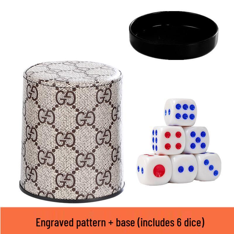 Flockad Ljudabsorberande Läder Tärningskopp Set med 6 Tärningar