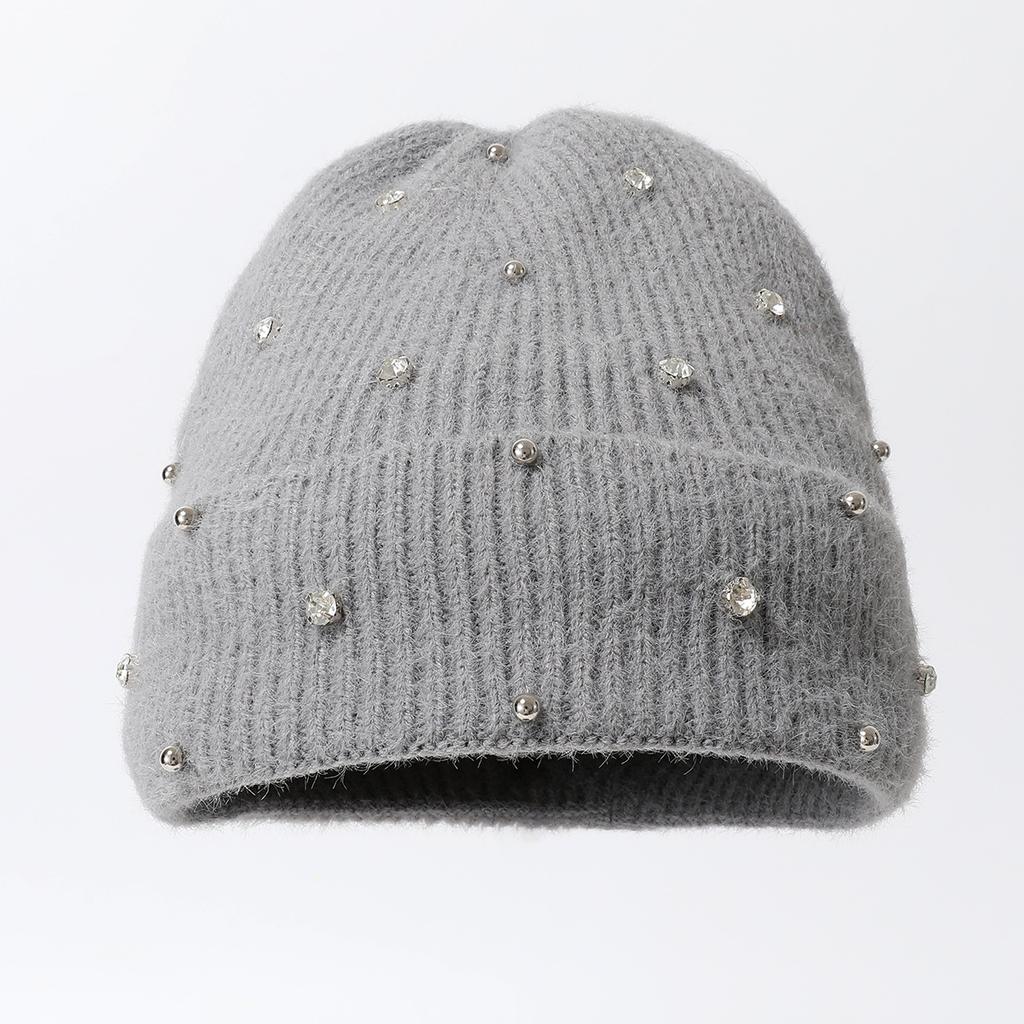 Solid Color Thickened Pom-Pom Square Diamond Sleeve Cap Outdoor Cold-Proof Warm Cap Knitted Cap