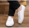 Lutai Unisex White Canvas Lace-Up Casual Gym & Work Shoes